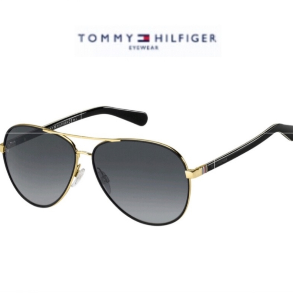 TOMMY HILFIGER 61mm 1766/S Aviator Sunglasses Rose Gold Grey Made In Italy BNWT